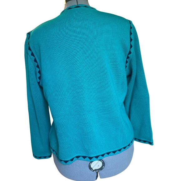 Vintage teal wool cardigan or light coat - Picture 8 of 8